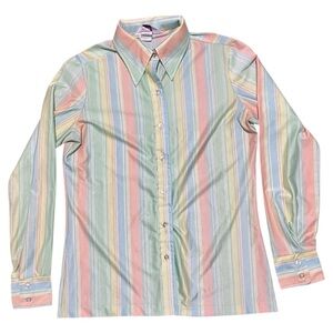 JCPenney Pastel Striped Button-Up Blouse